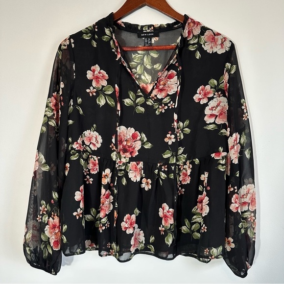 ASOS New Look Floral Peplum Blouse Size 6 - Picture 3 of 11